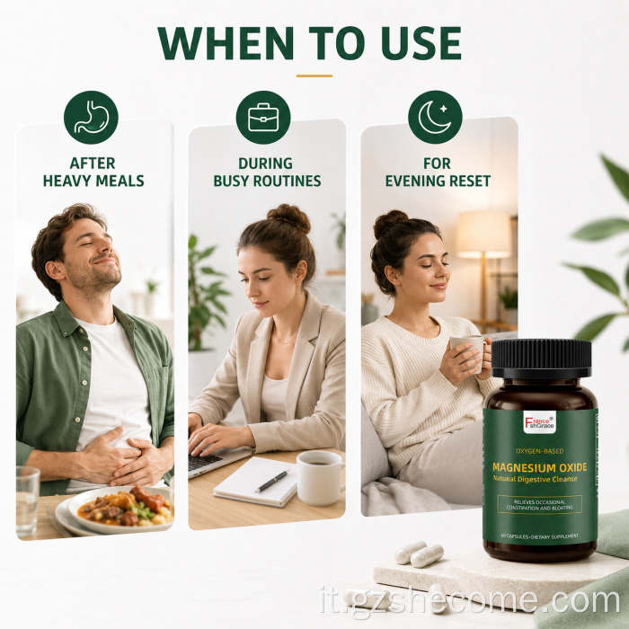 Shecome Capsule di ossido di magnesio per la pulizia digestiva